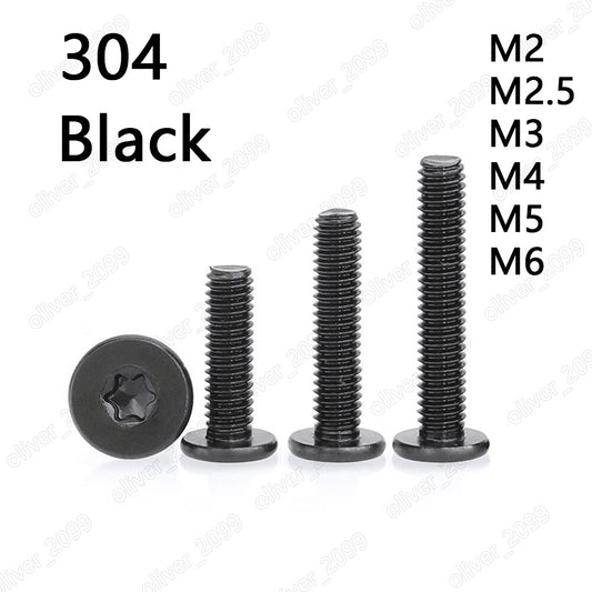 Black 304 Stainless Steel Torx Socket Utrathin Flat Head Screws M2 M3 M4 M5 M6