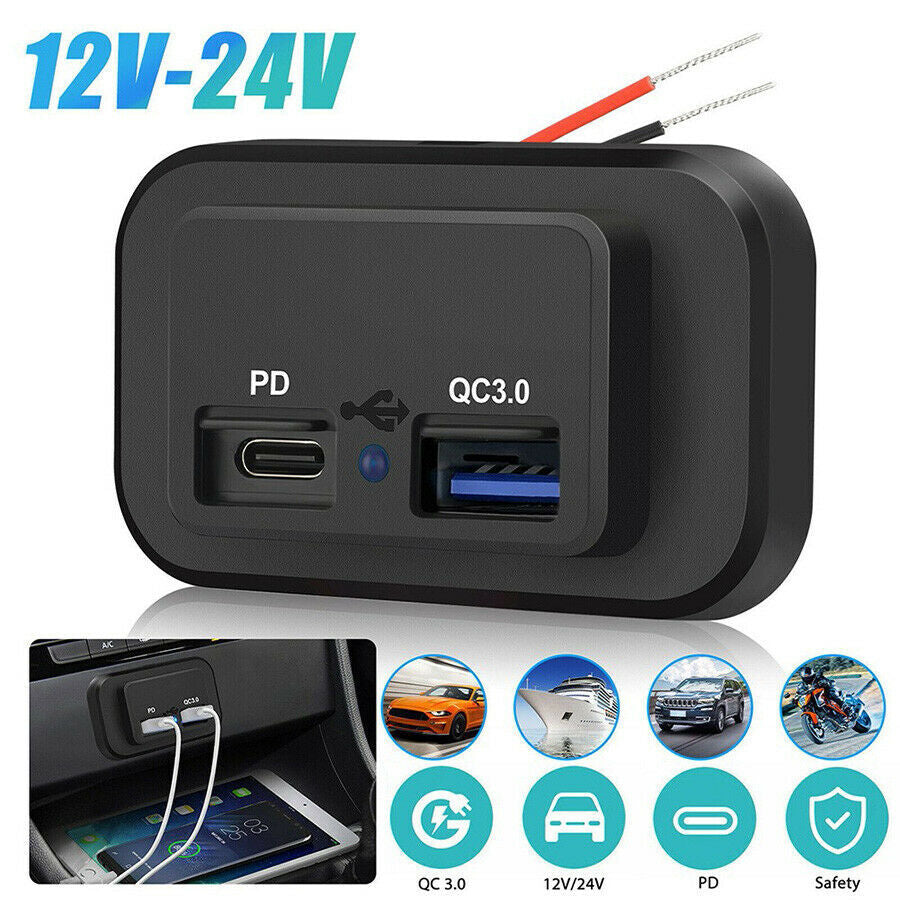 ya 5 8.7 PD Type C USB Port Car Fast for Charger Waterproof Socket Power Outlet Panel Mount