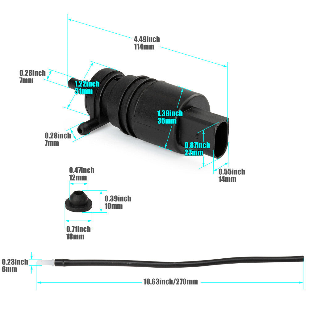 ya 5 8.7 Windshield Windscreen Wiper Washer Pump for Mitsubishi 08-15 Lancer 2.0 2.4L L4