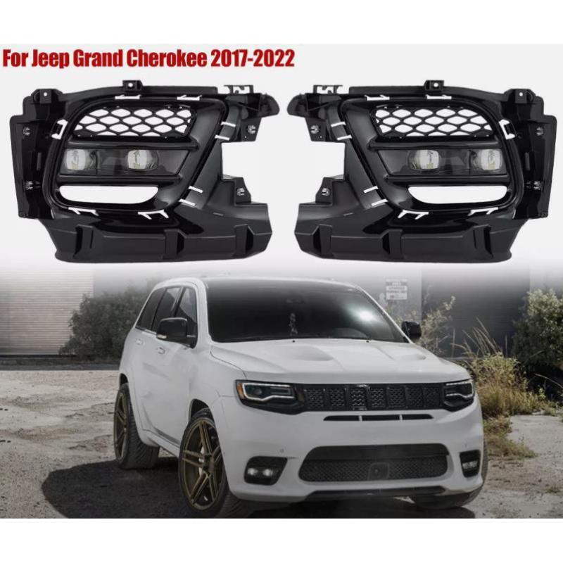 ya 10 10.28 Front Bumper LED Fog Light Lamp w/ Cover Bezel for Jeep Grand Cherokee 2017