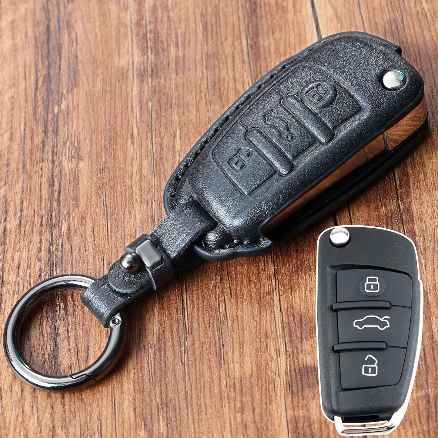 ya 5 8.7 Leather Flip Key Fob Remote Key Case Shell 3 Button for Audi A1 A3 A4 TT
