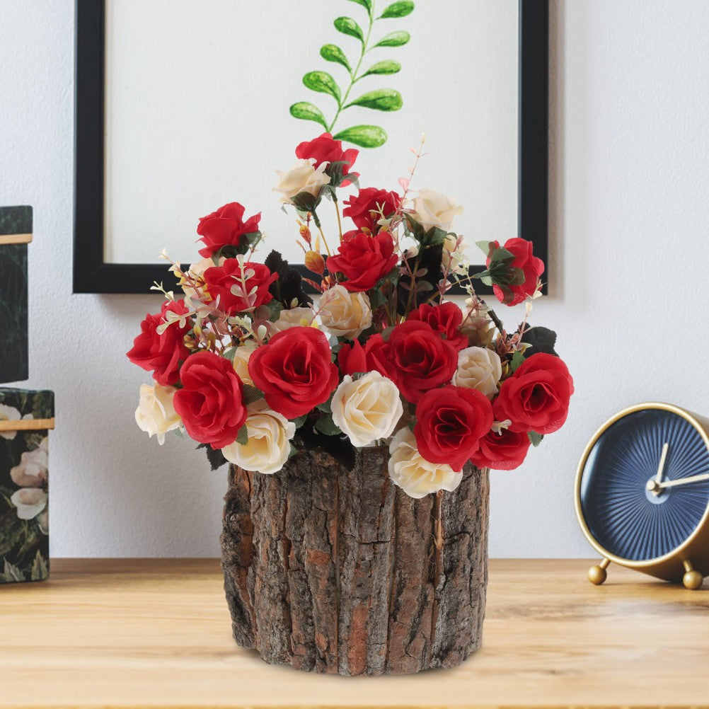 ya 14 Wood Bark Flower Pot Rustic Succulent Planter Farmhouse Flower Bucket Wood Log