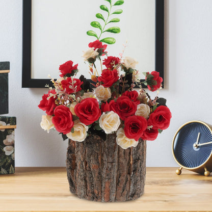 ya 14 Wood Bark Flower Pot Rustic Succulent Planter Farmhouse Flower Bucket Wood Log