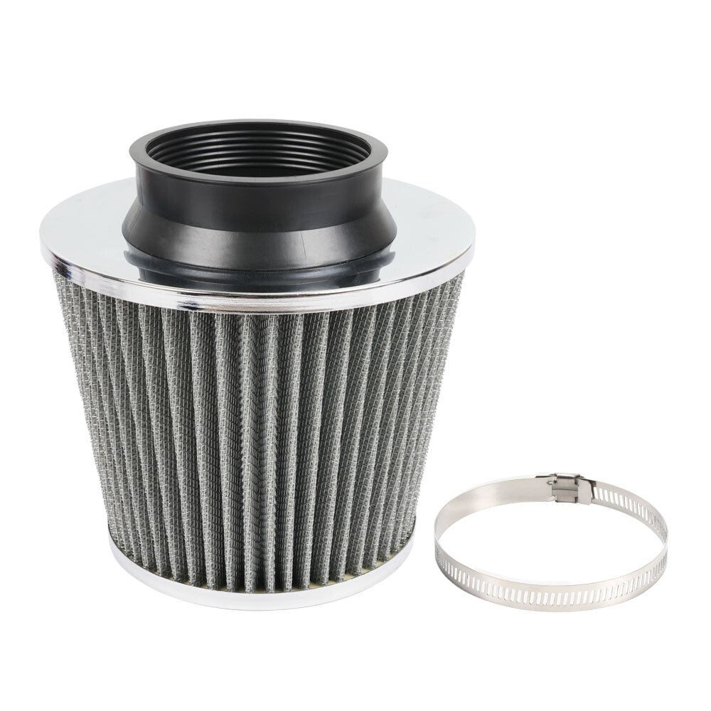 ya 12 5.22 3 76mm High Flow Inlet Cold Air Intake Cone Replacement Dry Air Filter Silver