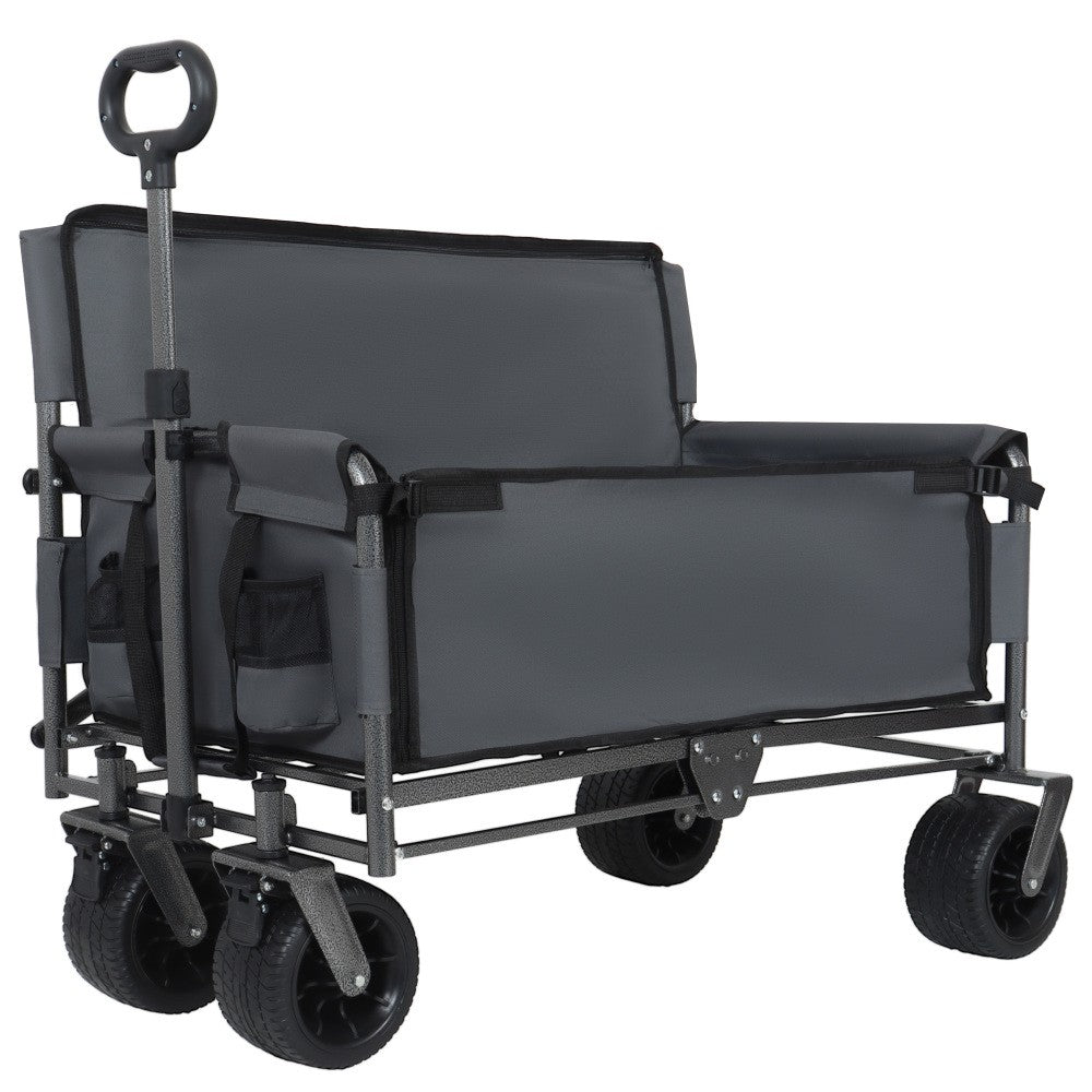 ya 28 3-in-1 Convertible Folding Wagon ÿ Bench Seat/Storage, 500lbs,180L Gray