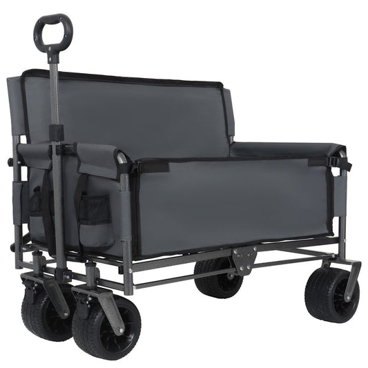 ya 28 3-in-1 Convertible Folding Wagon ÿ Bench Seat/Storage, 500lbs,180L Gray