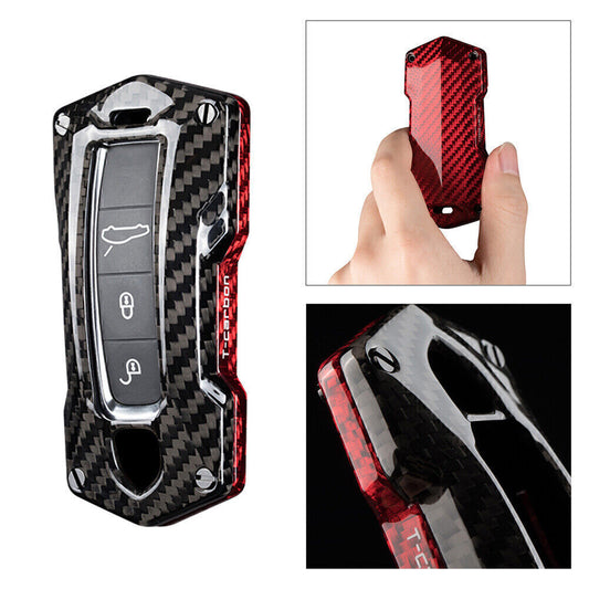 ya 10 5.28 Carbon Fiber Key Fob Case Cover Fit 2017-2018 for Porsche for Cayenne for PANAMERA Red black