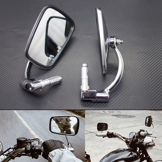 ya 4 6.21 7/8 22mm Silver Retro Metal Handle Bar End Side Rearview Mirror For Cafe Racer