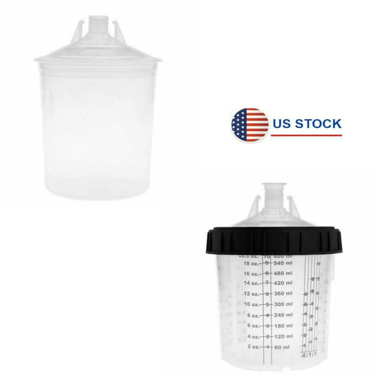 ya 1 7.7 New Paint Mixing Cup Kit H/O Quick Cup Hard Inner Cup Lids 600ml Spray Gun Tool
