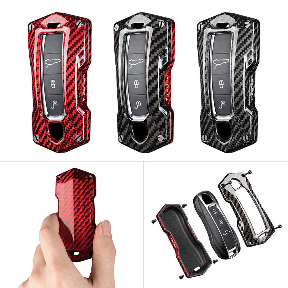 ya 10 5.28 Carbon Fiber Style Car Key Fob Case Cover Fit 2017-2018 for Porsche for Cayenne for PANAMERA