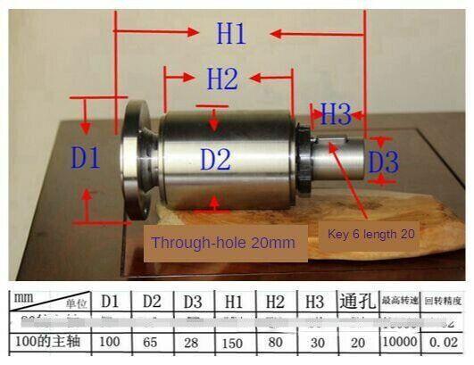 100/Lathe Spindle, High-Speed Spindle, Lathe Head Assembly, With Flange