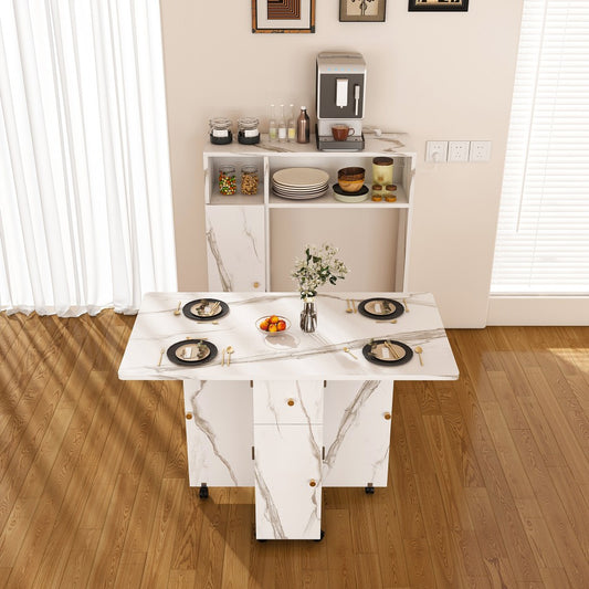 ya 28 Multifunctional White Folding Dining Table with Storage Wall-Mounted Sideboard