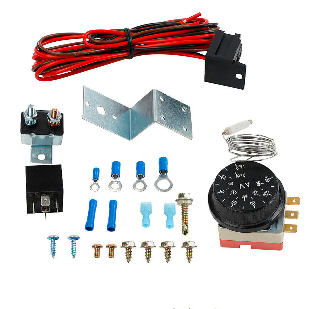 ya 12 5.22.2 Electric 12V Radiator Fan Thermostat Control Relay Wire Kit Adjustable Car Truck