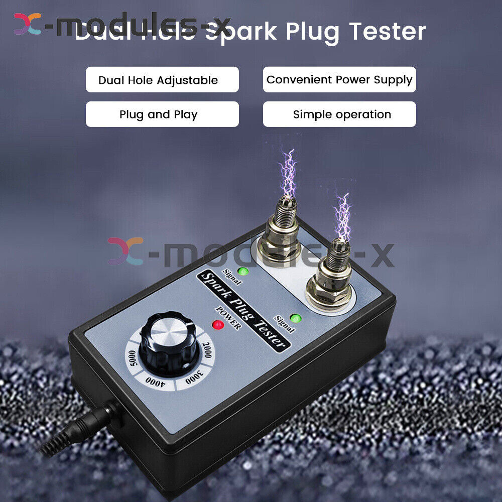 ya 1 7.13 Dual Hole 12V Car Spark Plug Tester Ignition Plug Analyzer Diagnostic Detector U