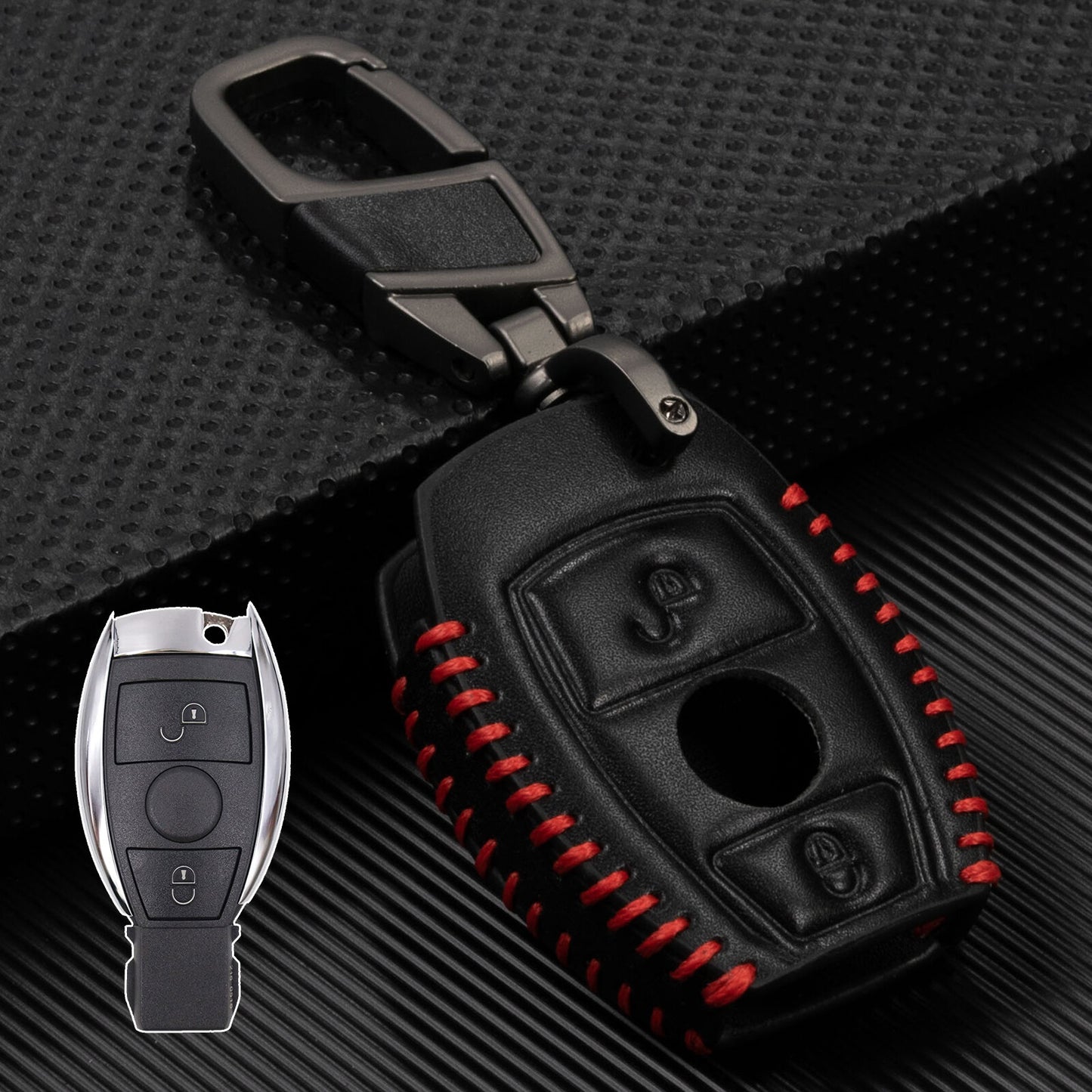 ya 5 8.7 Leather Key Fob Case Cover Remote 2 Button for Mercedes-benz A B C E S Class CLA