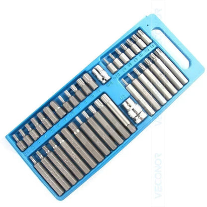 ya 14 40Pcs Impact Socket Set 1/2'' 3/8'' Adaptor Drive Shank Hex Torx XZN Spline Star