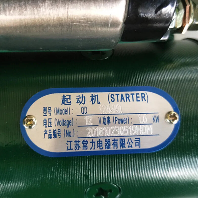 ya 26 Diesel Motor QD1249Q 12V 9 Teeth 1.6KW for Starter Motor for 190 Diesel Engine