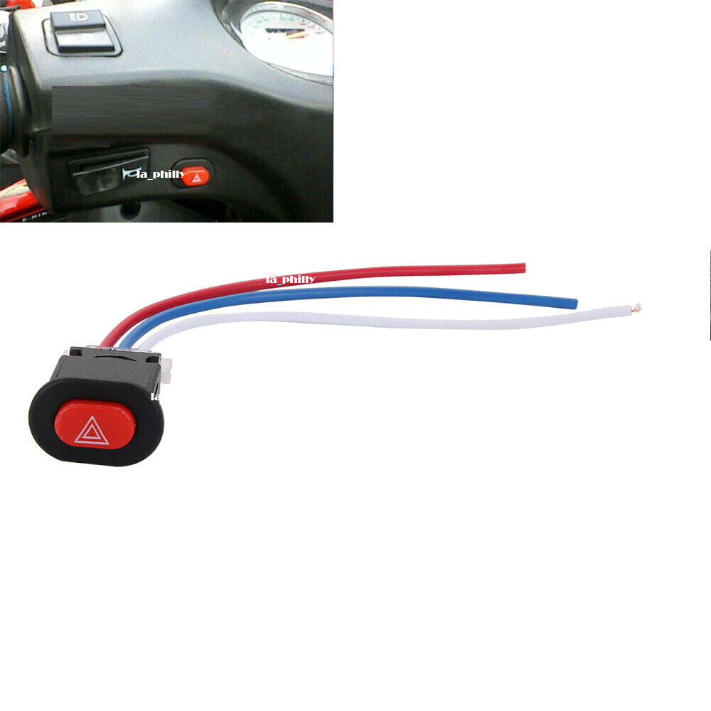 ya 13 Motorcycle Hazard Light Switch Double Warning Flasher Emergency Signal W/3 Wires