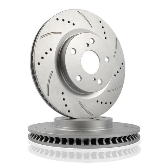 ya 1 7.1 Front Drilled & Slotted Rotors + Ceramic Pads for BMW 328i 2010-2013