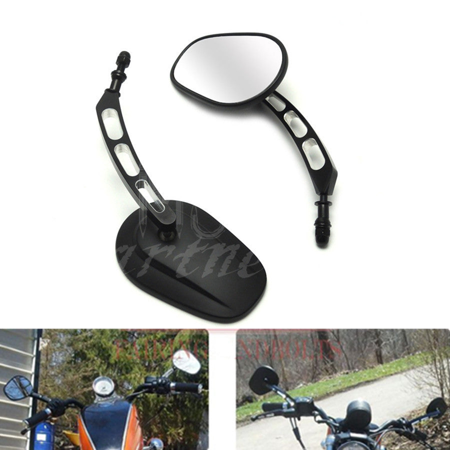 ya 4 6.21 Black Edge Cut Rearview Mirror for Harley Sportster Softail Touring Dyna Glide