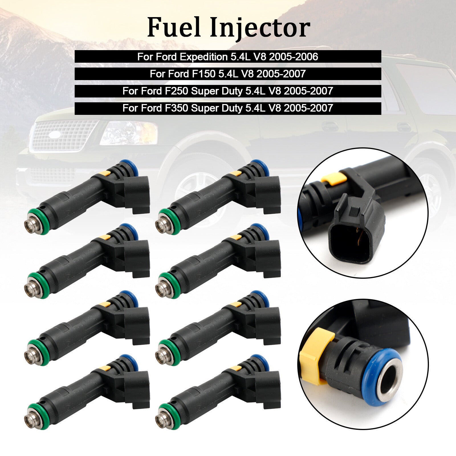 ya 1 8.5.2 8PCS Fuel Injector for F150 F250 F350 Expedition Super Duty 2005-2007 5.4L