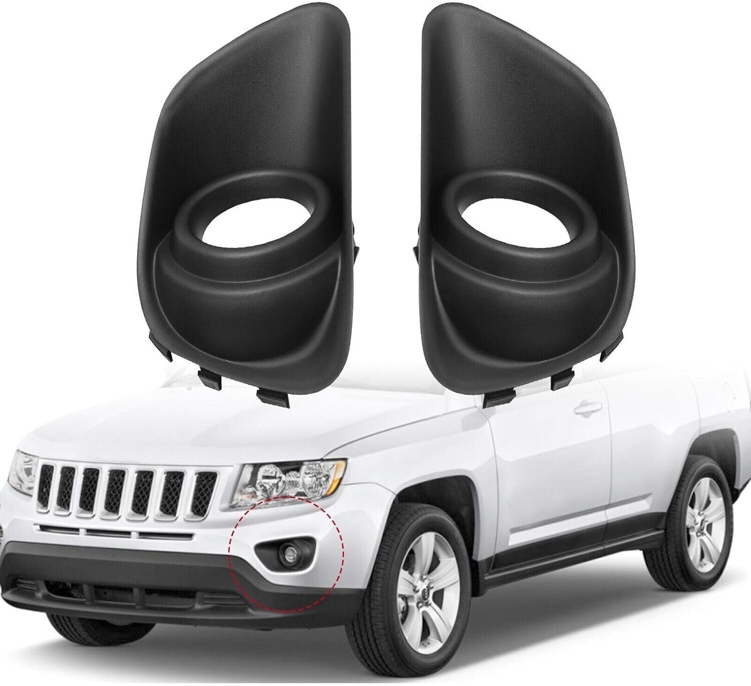 ya 1 8.5.1 Pair of Fog Light Bezel Covers for 2011 - 2017 for Jeep Compass 68109870AA 68109871AA 