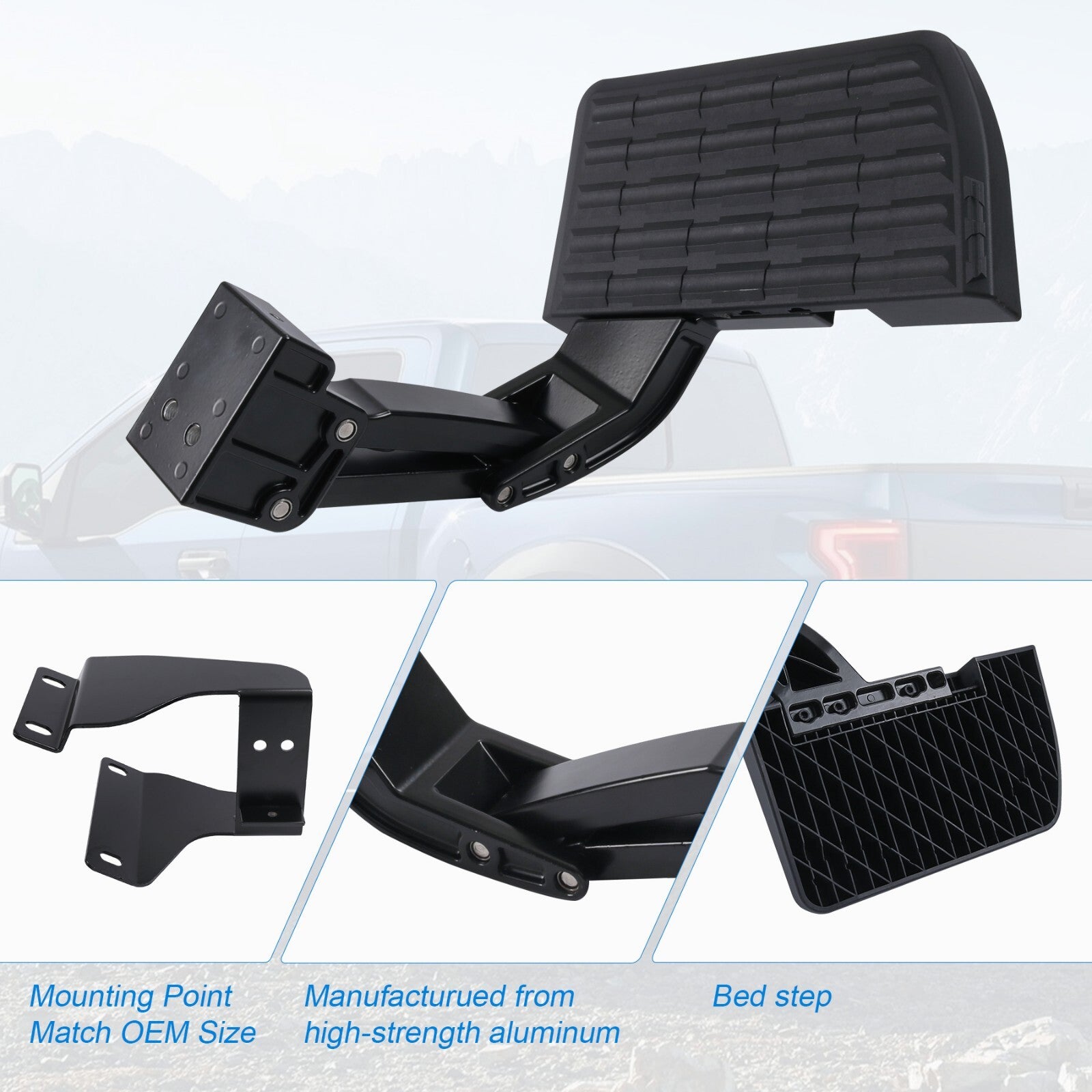ya 5 8.7 75312-01A Rear Bumper Side Bed Steps for 2015 - 2020 for Ford F-150 F150 Pickup Trucks