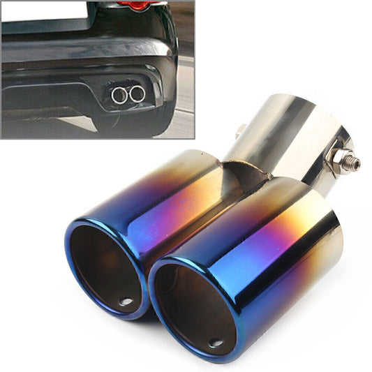 ya 4 6.17.2 Universal Stainless Steel Car Rear Dual Pipe Tail Muffler Tip Tailpipe