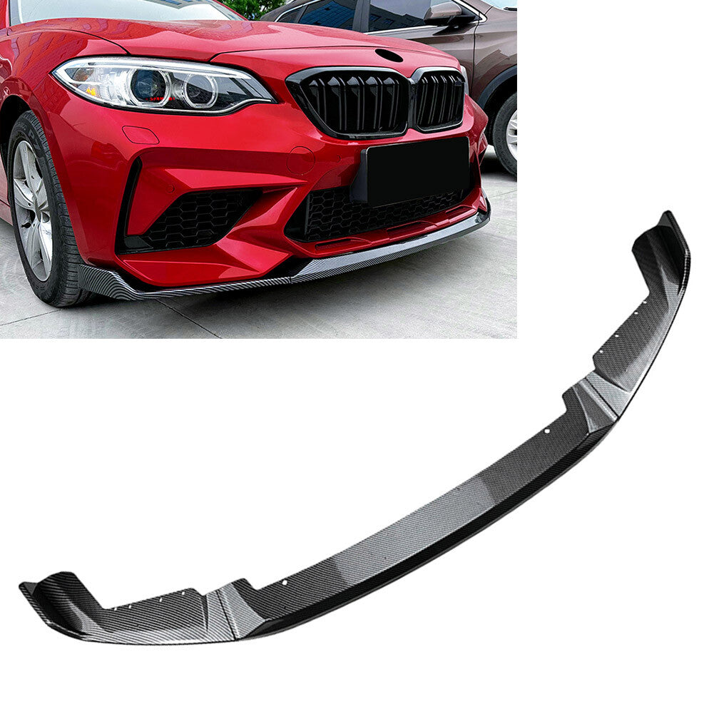 ya 4 6.17 CS Style Front Bumper Spoiler Lip for BMW F87 M2 2016-2021 Carbon Fiber Black
