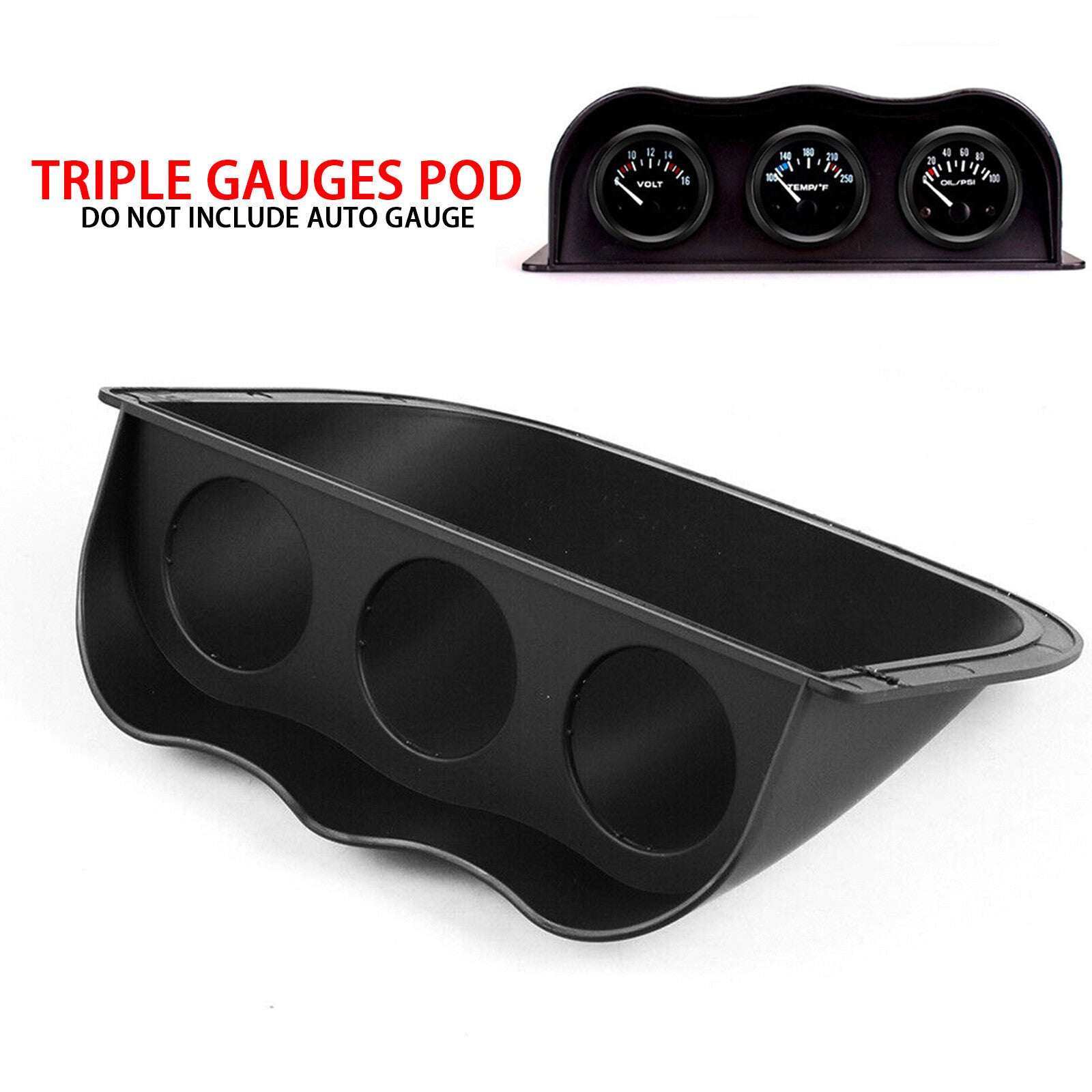 ya 5 8.7 2'' 52mm Car Triple Dash Gauge Meter Pod 3 Hole Dashboard Mount Holder Pod Black