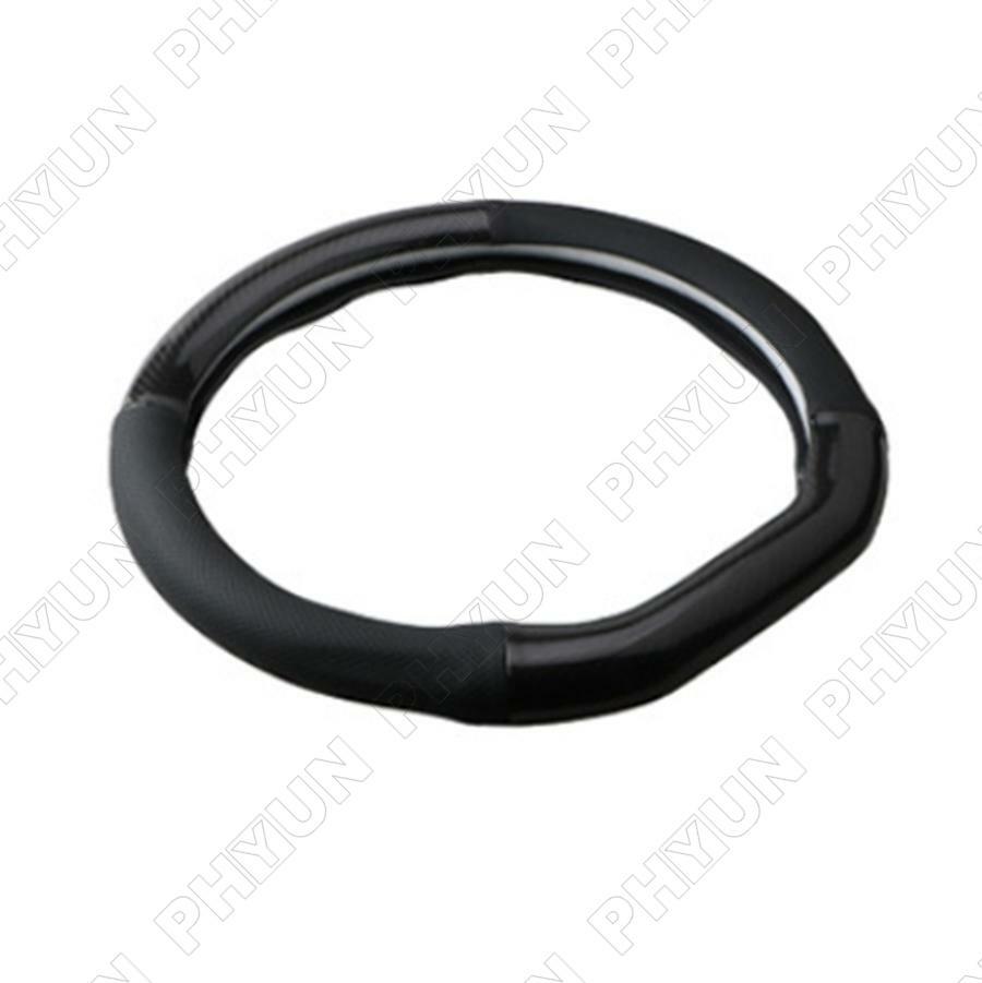 ya 1 7.3 D-Shaped Car Steering Wheel Cover 38cm Black Carbon Fiber and Polyurethane Synthetic Leather Non-slip