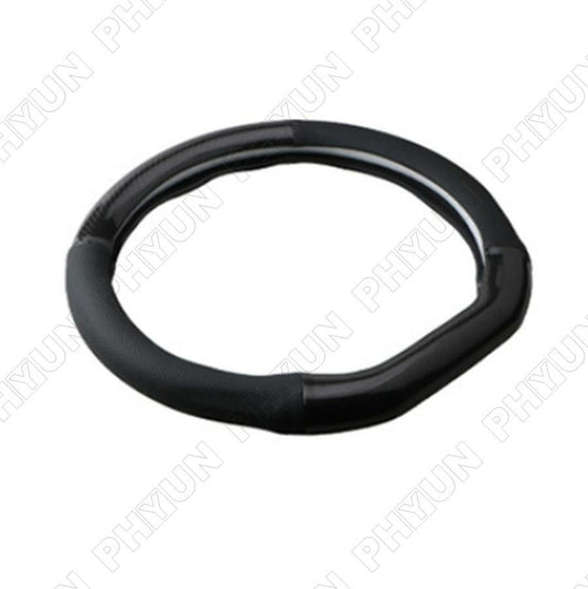 ya 1 7.3 D-Shaped Car Steering Wheel Cover 38cm Black Carbon Fiber and Polyurethane Synthetic Leather Non-slip