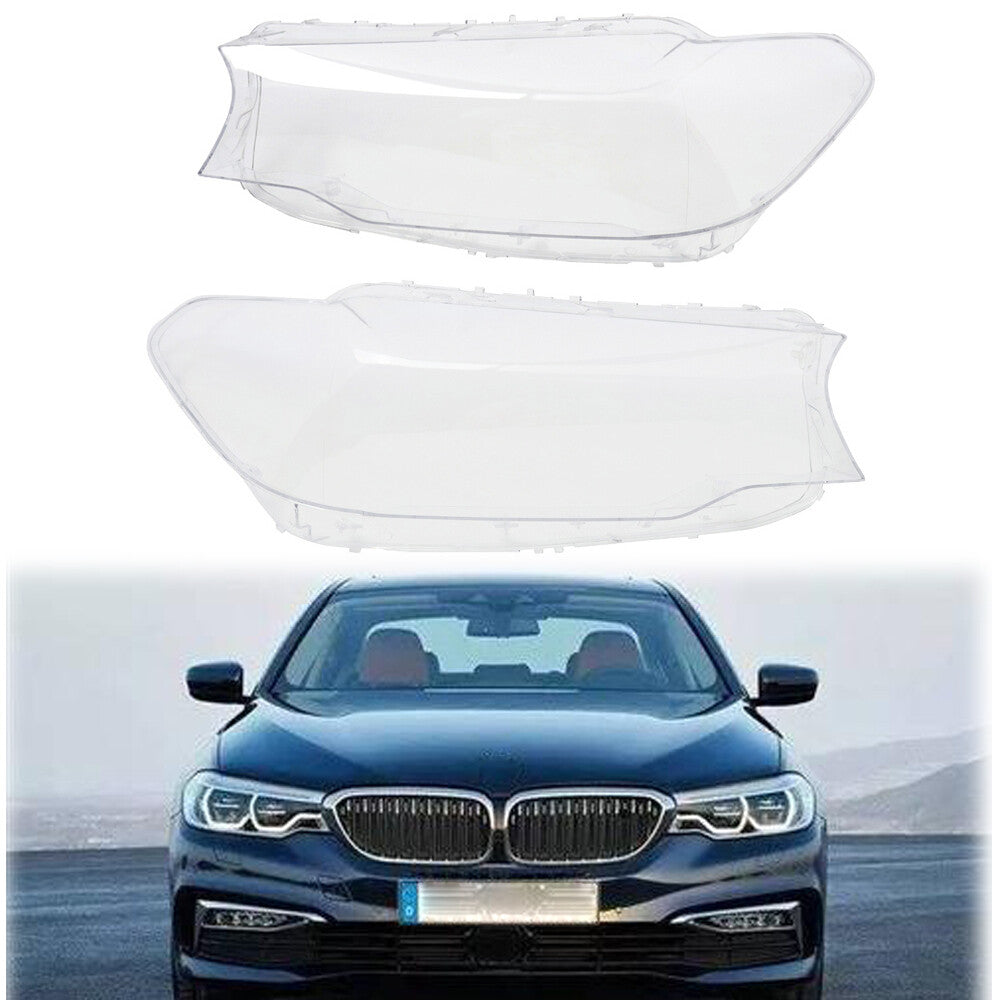ya 13 5.27.2 Pair Headlight Headlamp Lens Cover LH+RH For 5 Series for BMW G30 G31 G38 2017 2018
