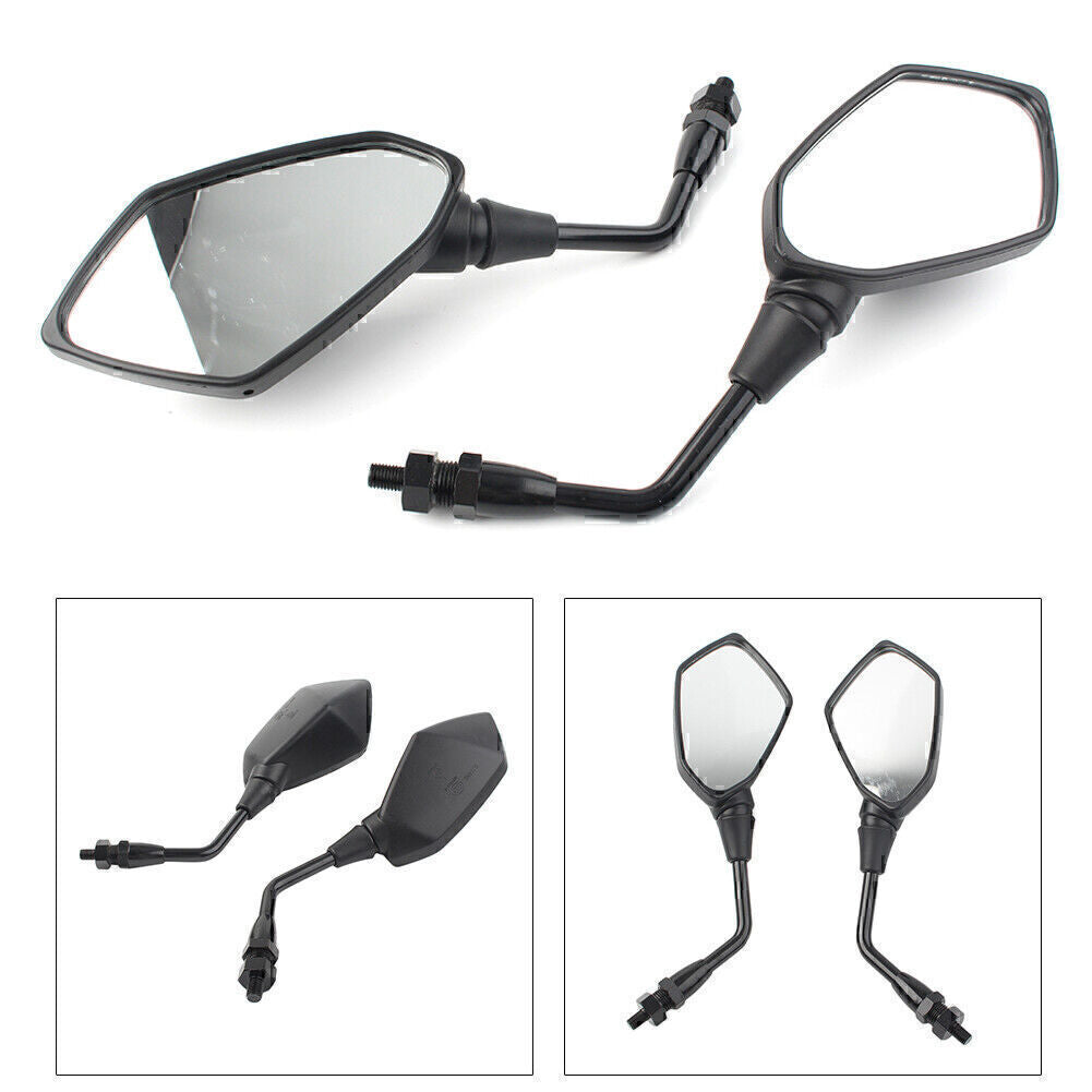 ya 4 6.21 10mm Rearview Rear View Side Mirror Black Motorcycle Motorbike Universal 2pcs