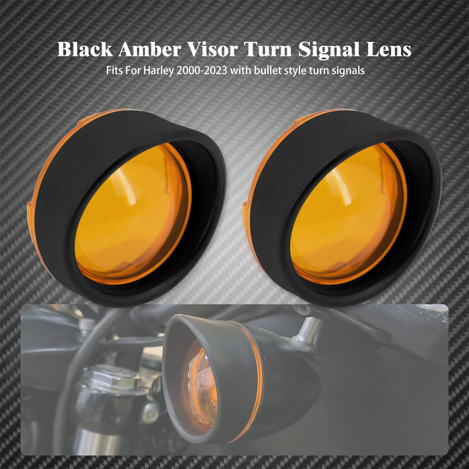 ya 5 8.7 Visor Ring Turn Signal Amber Lens Cover Fit for Harley Dyna Softail Sportster XL