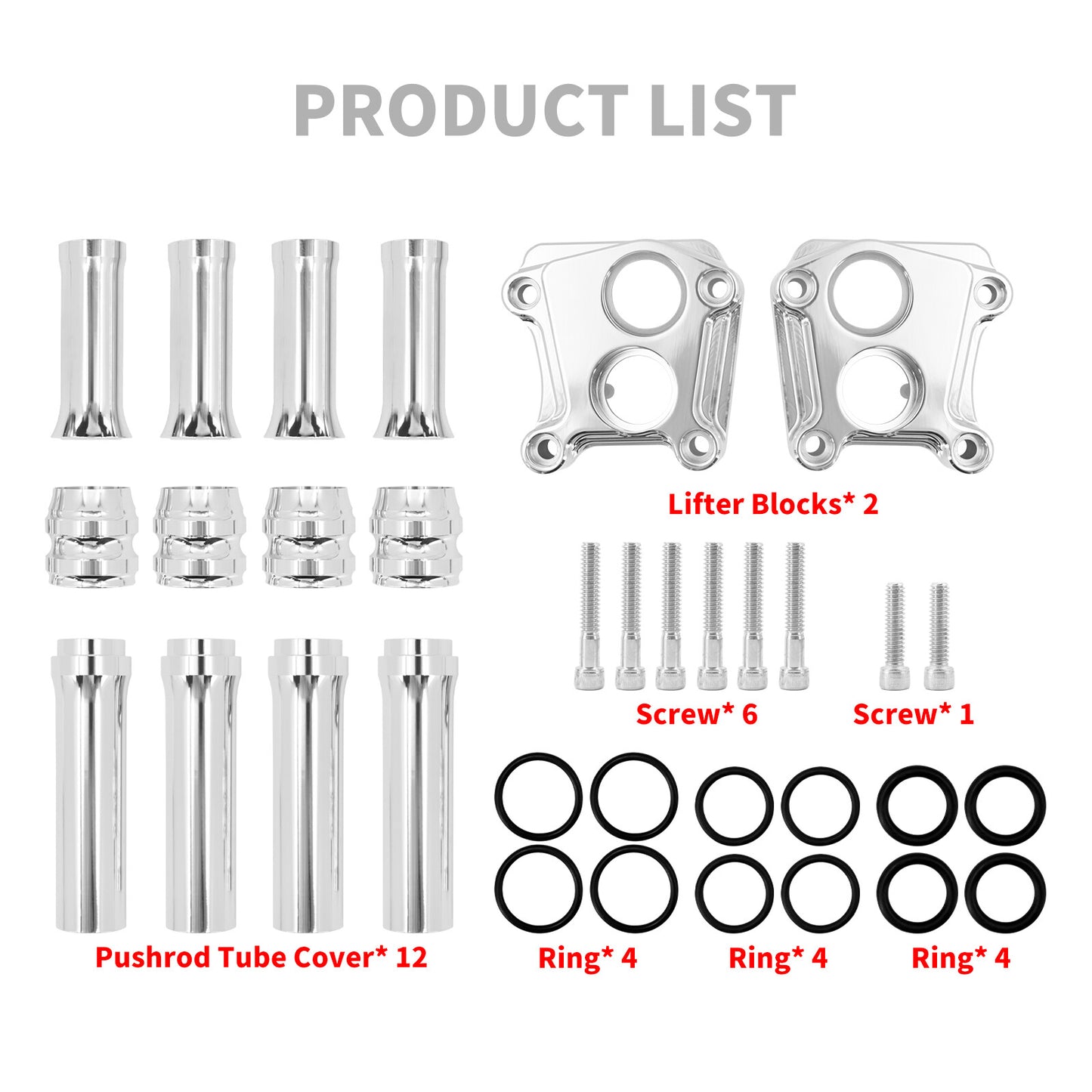 ya 5 8.7 Chrome Engine Pushrod Tube Lifter Tappet Block Cover for Harley Touring Twin Cam