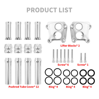 ya 5 8.7 Chrome Engine Pushrod Tube Lifter Tappet Block Cover for Harley Touring Twin Cam