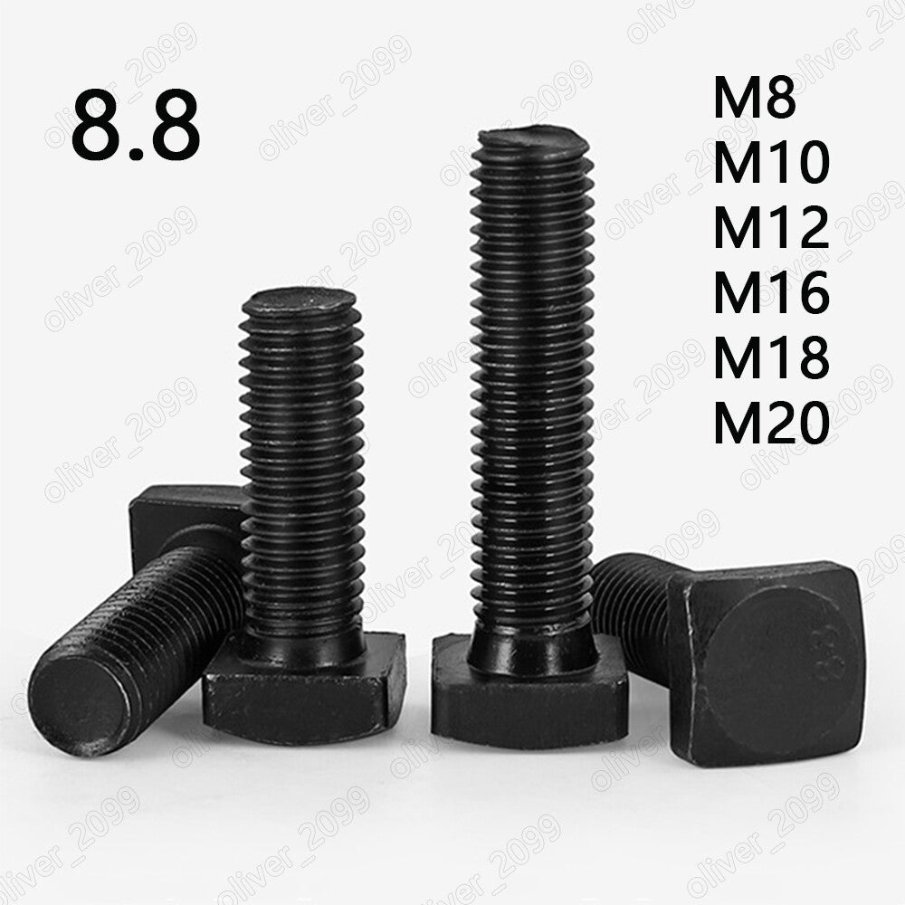 Black 8.8 Steel Square Head Bolts With Small Head M8 M10 M12 M16 M18 M20