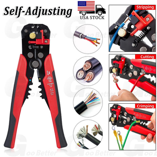 Self Adjusting Insulation Wire Stripper Cutter Crimper Cable Stripping Tools USA