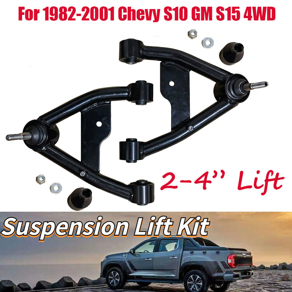ya 2 6.29 Front Upper Control Arms 2-4 Lift Fit For 1982-2001 for Chevy S10 GM S15 4WD Black