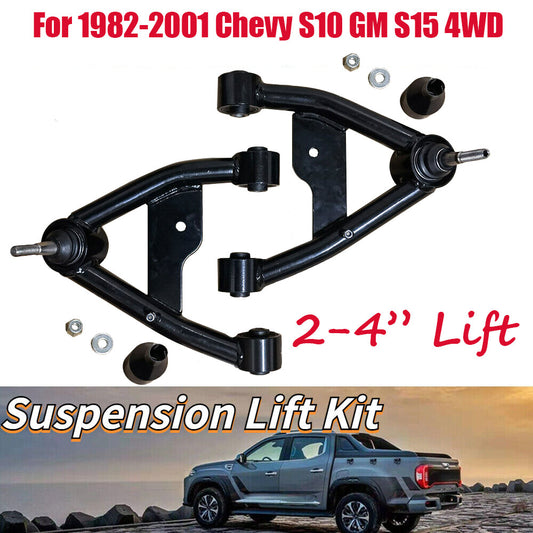 ya 2 6.29 Front Upper Control Arms 2-4 Lift Fit For 1982-2001 for Chevy S10 GM S15 4WD Black