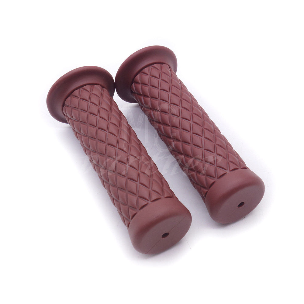 ya 5 8.7 7/8 22mm Brown Vintage Rubber Handlebar Hand Grip For Bobber Cafe Racer Custom