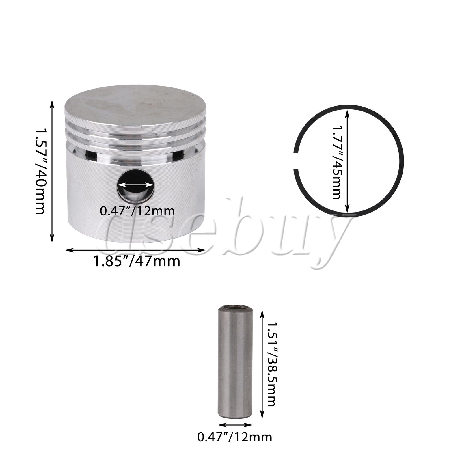 ya 14 4 Sets Piston with Oil Gas Rings Piston Pin and Circlips for 47 Air Compressor