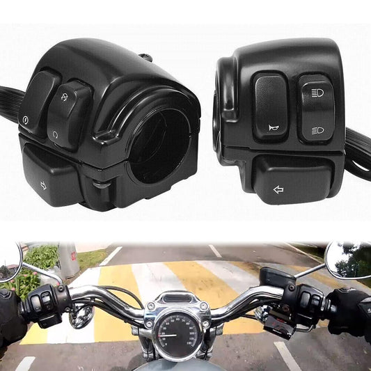 ya 1 7.4 Black 1 inch motorcycle handlebar control switch with wiring harness kit for Harley