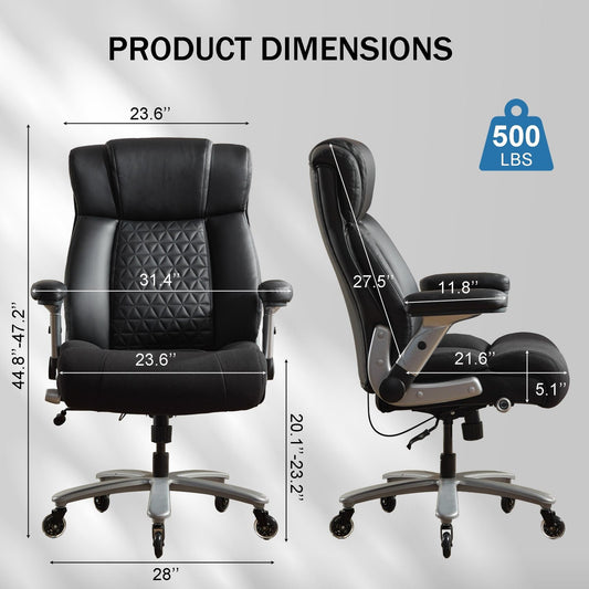 ya 16 Executive Office Chair 500lbs Big & Tall Adjustable Lumbar Wider Seat Leather