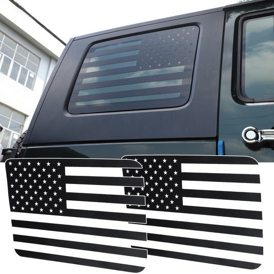 ya 2 6.26.2 for Jeep for Wrangler JK 2007 2008 2009 2010 Rear Window USA Flag Decals Stickers x2