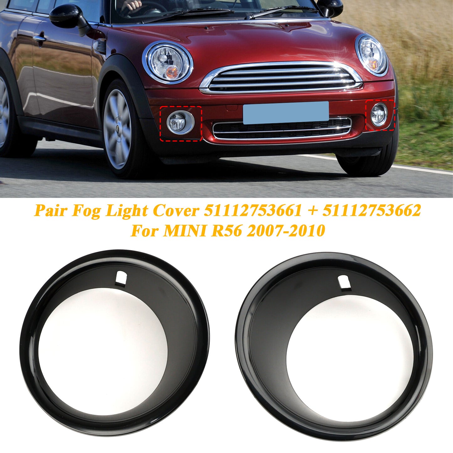 ya 1 8.5.1 Front Bumper Fog Light Lamp Cover Bezel for Mini Cooper R55 R56 R57 2007-2010