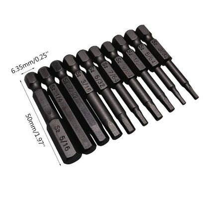 ya 26 10PCS Black Hexagon Screwdriver Bits Steel 4 Inch Shank Screw
