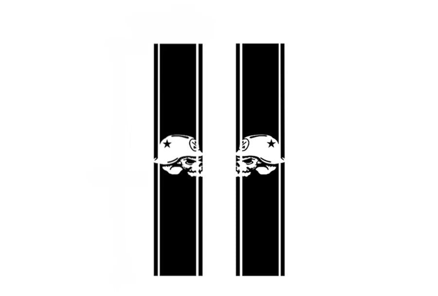 ya 1 7.8 2Pcs Universal Black Stripe Skull Decal Racing Stripe Skull Truck Vinyl Sticker/