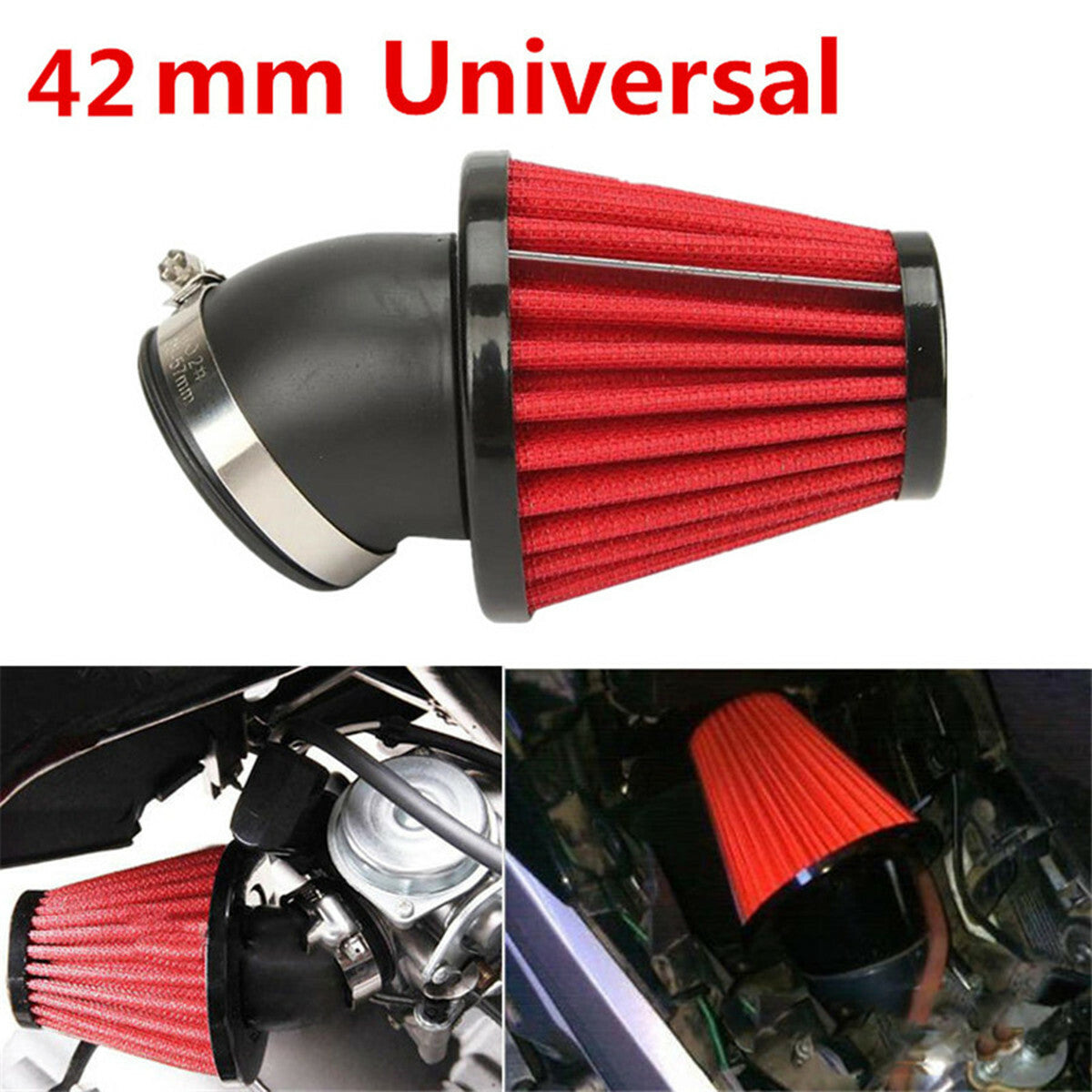 ya 5 8.7 45¡ã Bend High Flow Motorcycle Dual Layer Stainless Steel Mesh Air Filter 42mm